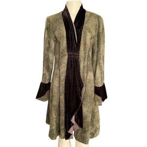 Aris A Women Velvet Boho Cardigan Whimsicore Fairycore Bell‎ Sleeve Lagenlook M